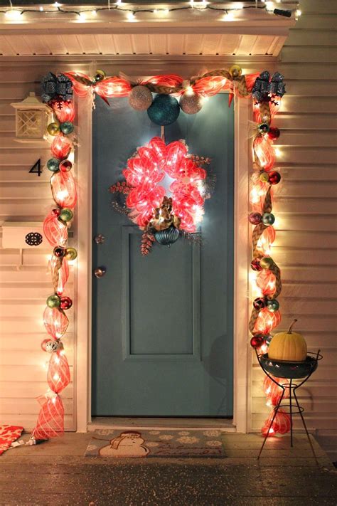Diy Christmas Light Up Deco Mesh Door Garland And Wreath Diy