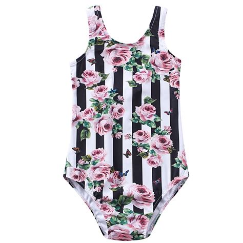 Baby Girl Summer Swimwear Kids Clothes Rose Flower Toddler One Piece