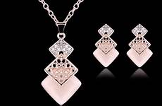 jewelry fashion brand women geometry shining zircon earrings pendant chain necklace elegant shape girls