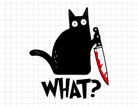 Cat What Funny Black Cat Svg Murderous Cat With Knife Svg Etsy Cat