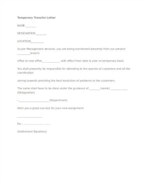 Letter Of Assignment Template