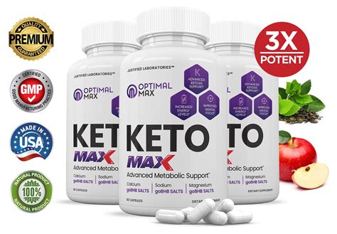 3 Pack Optimal Keto Max 1200mg Pills Includes Apple Cider Vinegar Gobhb Strong Exogenous