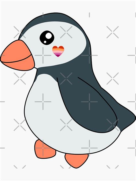 Cute Kawaii Puffin Lesbian Pride Flag Cottagecore Sapphic Sticker For Sale By Cashewdays
