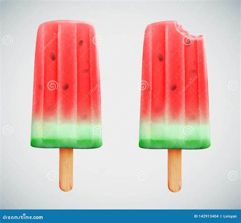 Watermelon Popsicles Realistic Illustration Stock Vector Illustration