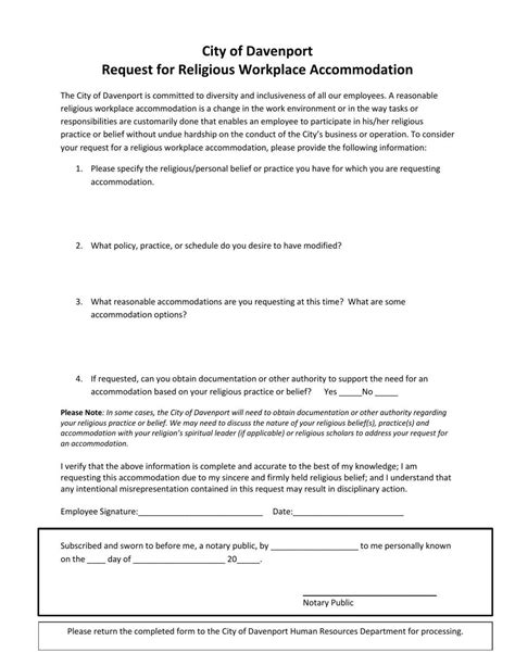 Religious Accommodation Form