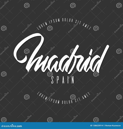 Handwritten Lettering Phrase For Design Design Element Spain Madrid Stock Vector
