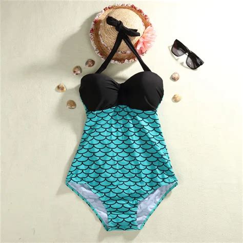 Plus Size One Piece Sexy Women Bathing Suit Mermaid Contrast Color 2016