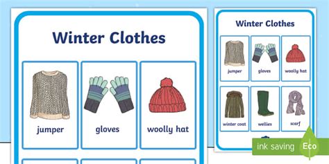Winter Clothes Vocabulary Poster Twinkl Learning Resources