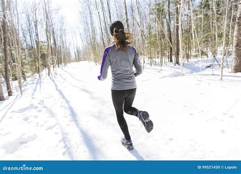 Winter Running Exercise Runner Jogging In Snow Stock Photo Image Of