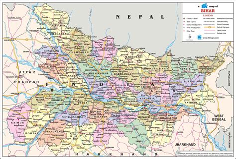 Bihar Travel Map Bihar State Map With Districts Cities Towns