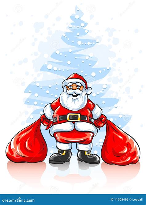 Santa Claus With Two Sacks Of Christmas Ts Stock Vector