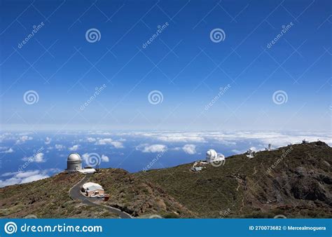 Landscape Aerial View Astronomic Observatory In La Palma Canary Island