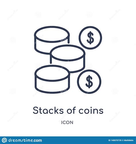 Linear Stacks Of Coins Icon From Business Outline Collection Thin Line