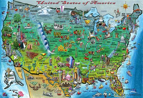 United States Of America Fun Map Digital Art By Kevin Middleton Pixels