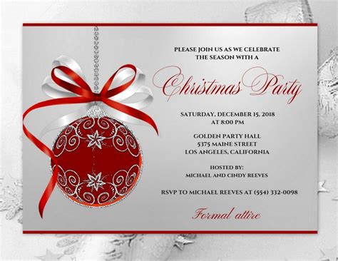 Elegant Christmas Party Invitation Ornament Christmas Etsy