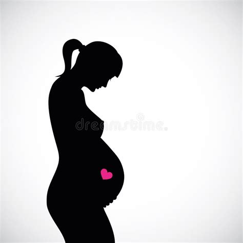 Pregnant Woman Silhouette Pink Heart Stock Vector Illustration Of Nine Femininity
