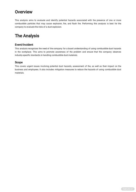 Dust Hazard Analysis Template In Google Docs Word Apple Pages Pdf My