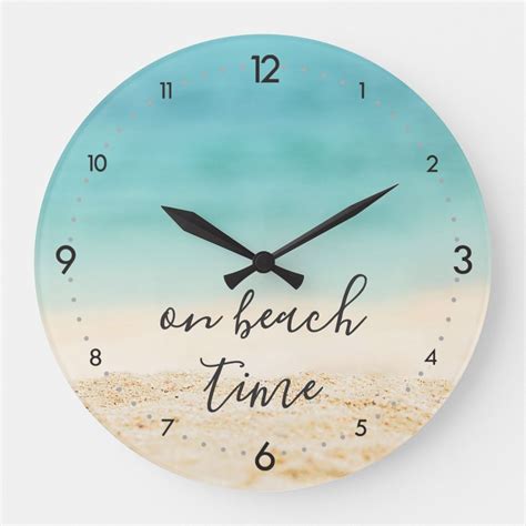 On Beach Time Customizable Coastal Beach Photo Large Clock Zazzle