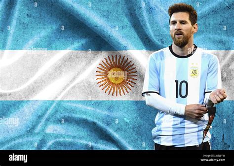 Lionel Messi And Argentina Flag Stock Photo Alamy