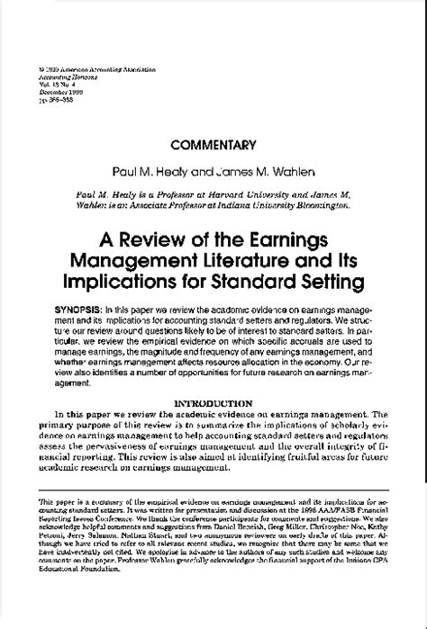 Earnings management is likely to be subject to the regulatory enforcement, such as accounting and auditing enforcement releases (aaer). (PDF) A Review of the Earnings Management Literature and ...