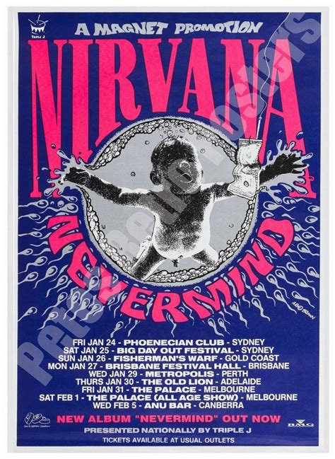 Nirvana Vintage Concert Poster Nevermind Australian Tour Poster Replica Digital