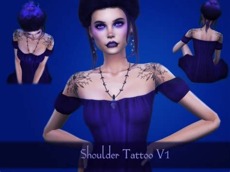 Tattoospiercings Shoulder Tattoo V1 By Reevaly From The Sims Resource