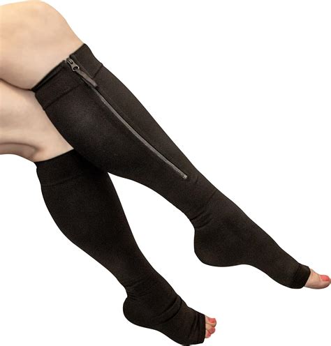 Compression Socks Zipper Mmhg Knee High Open Toe Amazon Au