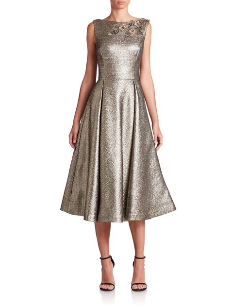 Teri Jon Synthetic Embellished Metallic Cocktail Dress Lyst