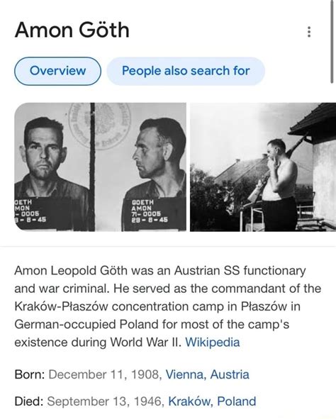 Amon Goth People Also Search For Amon Leopold Goth Was An Austrian SS