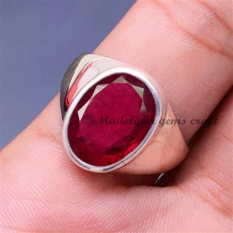Red Ruby Ring 925 Sterling Silver Ring Handmade Silver Ring Etsy