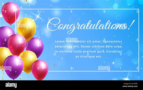 Congratulation Banner With Colorful Balloons And Space For Text Vector