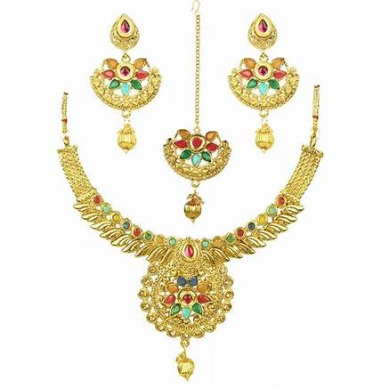 Indian Royal Jewelry Traditional Earrings Temple Necklace