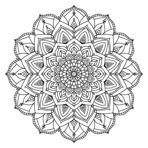 Isolated Outline Mandala Art Therapy Round Decorative Coloring Book