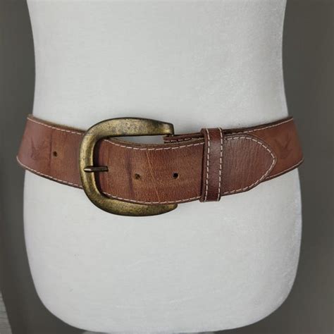Abercrombie And Fitch Accessories Abercrombie Fitch Y2k Brown Tooled Leather Graphic Wide Belt