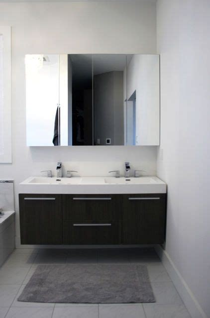 From Houzz Two Ikea Mirrored Medicine Cabinets Are Hung Side By Side