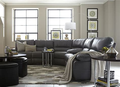 Living Room With Grey Leather Sectional Bryont Blog