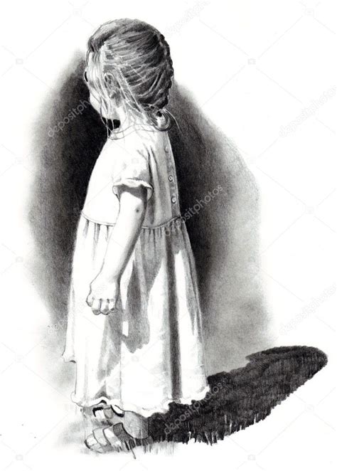 Pencil Drawing Of Little Girl — Stock Photo © Joyart 1496036