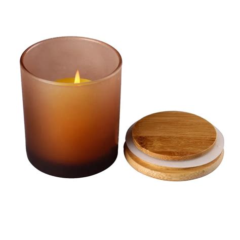 Custom Clear Scented Frosted Matte Amber Black Candle Jar With Wooden Lids And Box Buy Candle
