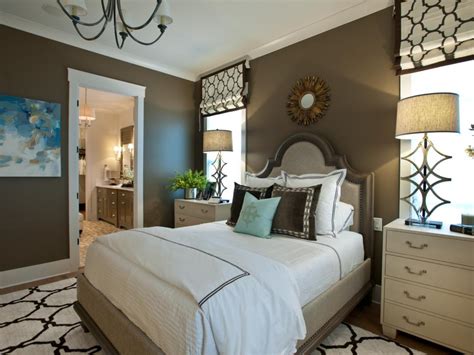 Brown Transitional Master Bedroom With Geometric Prints Hgtv