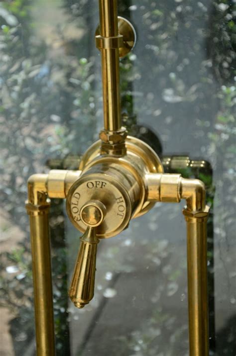 The same antiquing process may be used on any brass item Velvet & Linen | Shower fixtures, Patina farm, Glass shower
