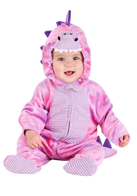 Sleepy Pink Dino Costume For An Infant