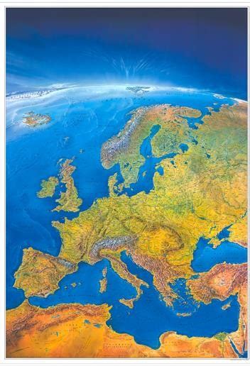 Panoramatická Nástěnná Mapa Evropy 2jakost 105 X 150 Cm Lamino