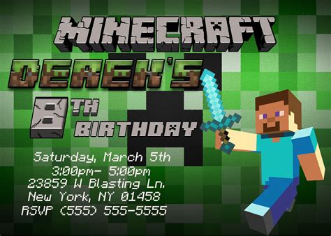 minecraft birthday party invitations
