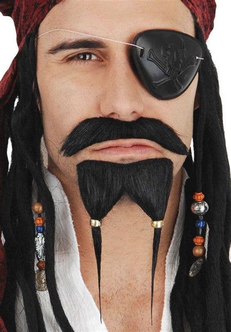 Captain Jack Costume Beard Black Pirate Beard And Moustache Set
