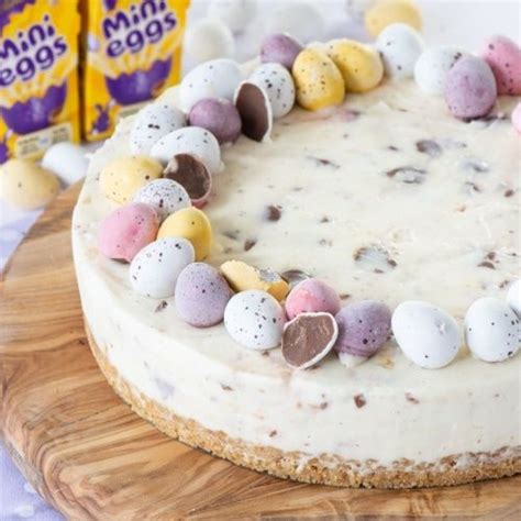 Arrange most of the crushed cadbury mini eggs over the biscuit base and pour the. White chocolate mini egg cheesecake. topped with mini eggs. There's a boxes of mini eggs in the ...