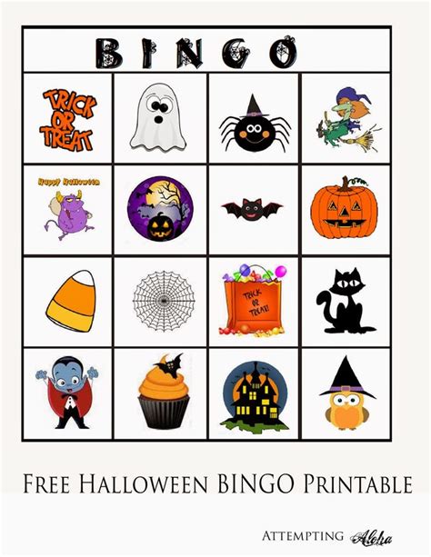 Free Printable Preschool Halloween Bingo Cards
