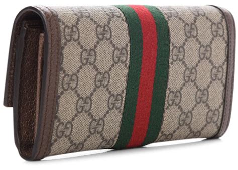 Gucci Ophidia Continental Wallet Gg Web Beigeebony In Canvasleather