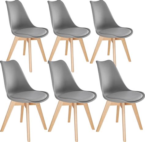 Tectake 6 Eetkamerstoelen Friederike Grijs 403818 Bol