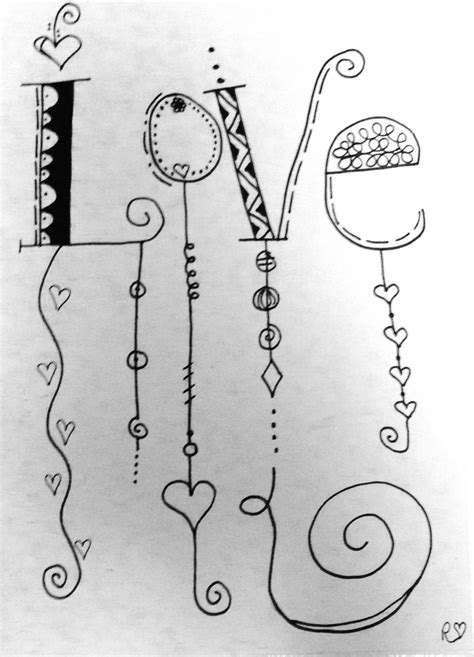 Love Zentangle Doodle Lettering Doodle Art Doodles