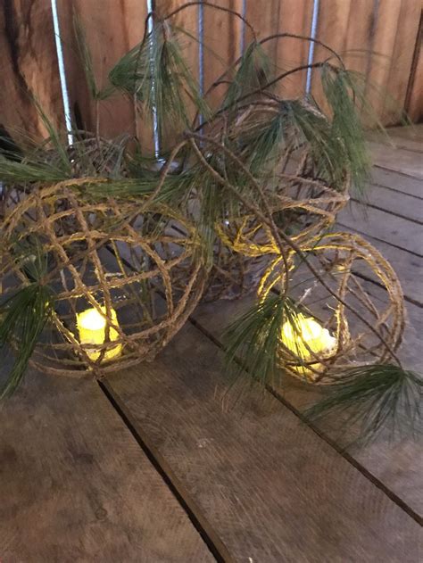 Lighted Twine Balls And Fir Branches For Floor Decorations Twine